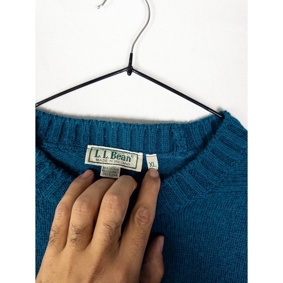 VTG LL Bean Sweater Mens XL Blue Knit Wool Ireland Pullover Fisherman Granpa - Picture 8 of 9